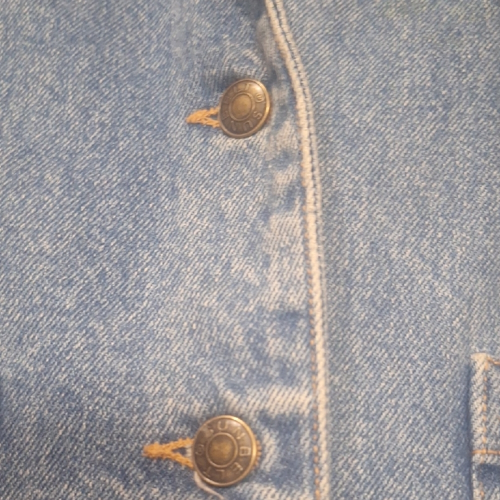 Vintage Sunbelt Denim Jean Jacket -Painted Gold Celestial Design -L- Blue / Gold - Picture 9 of 11